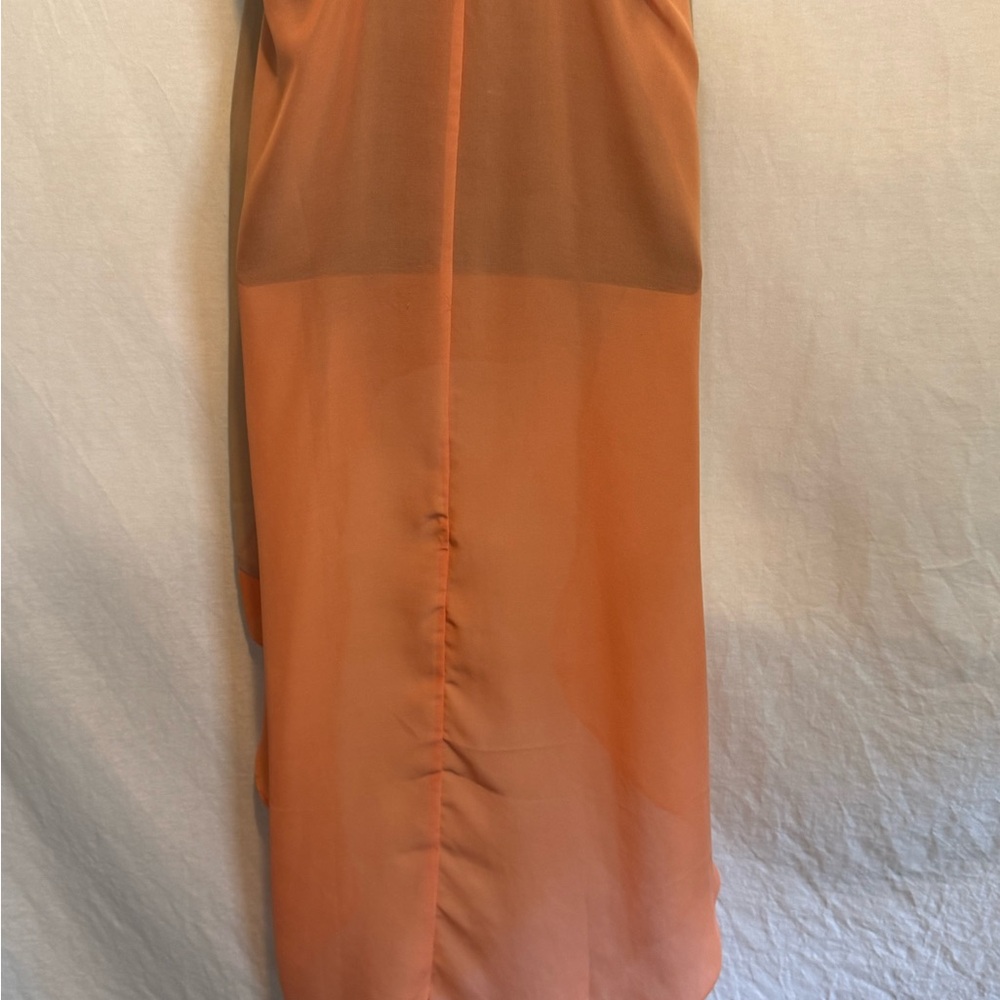H-4 Pretty Rebellious Cream & Orange Racer Back Sleeveless Hi Lo Tank Top Size M - Picture 8 of 13